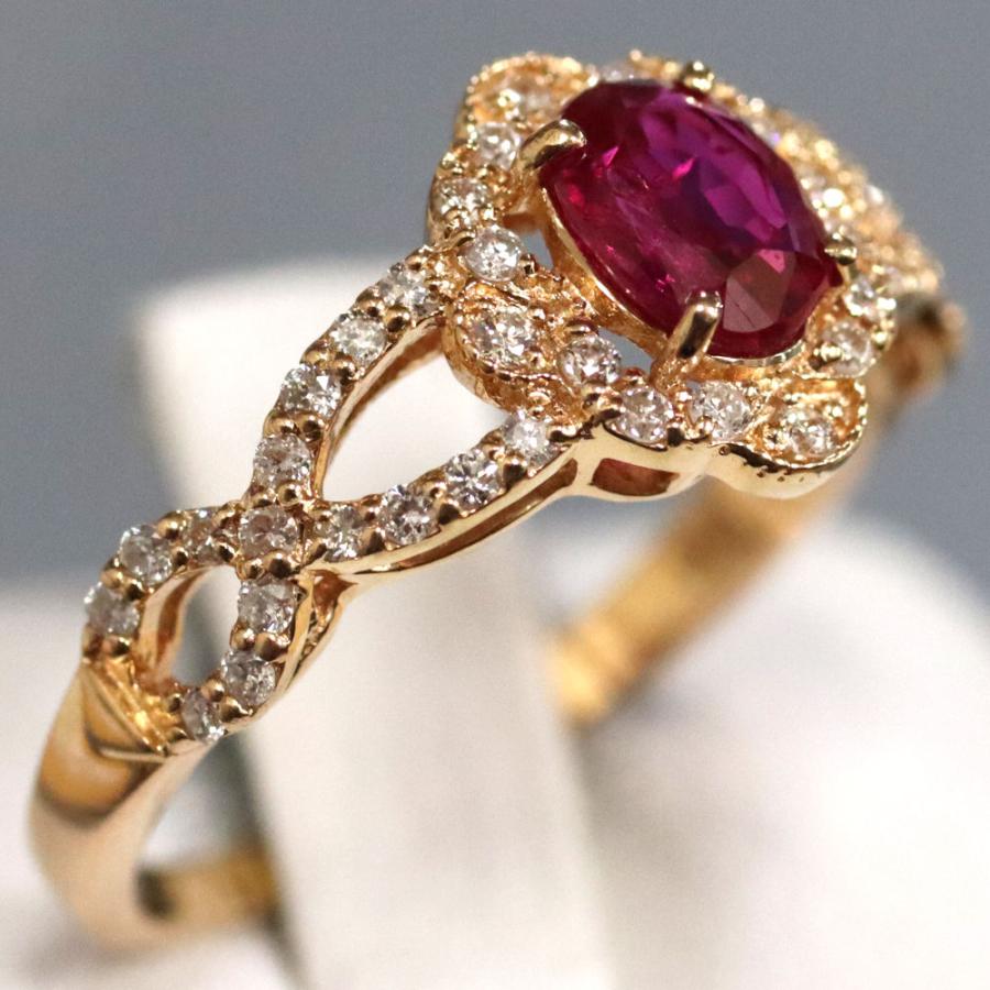 K18PGルビーダイヤモンドリング R0.59 D0.25 2.5g #11 : 鴫原質店