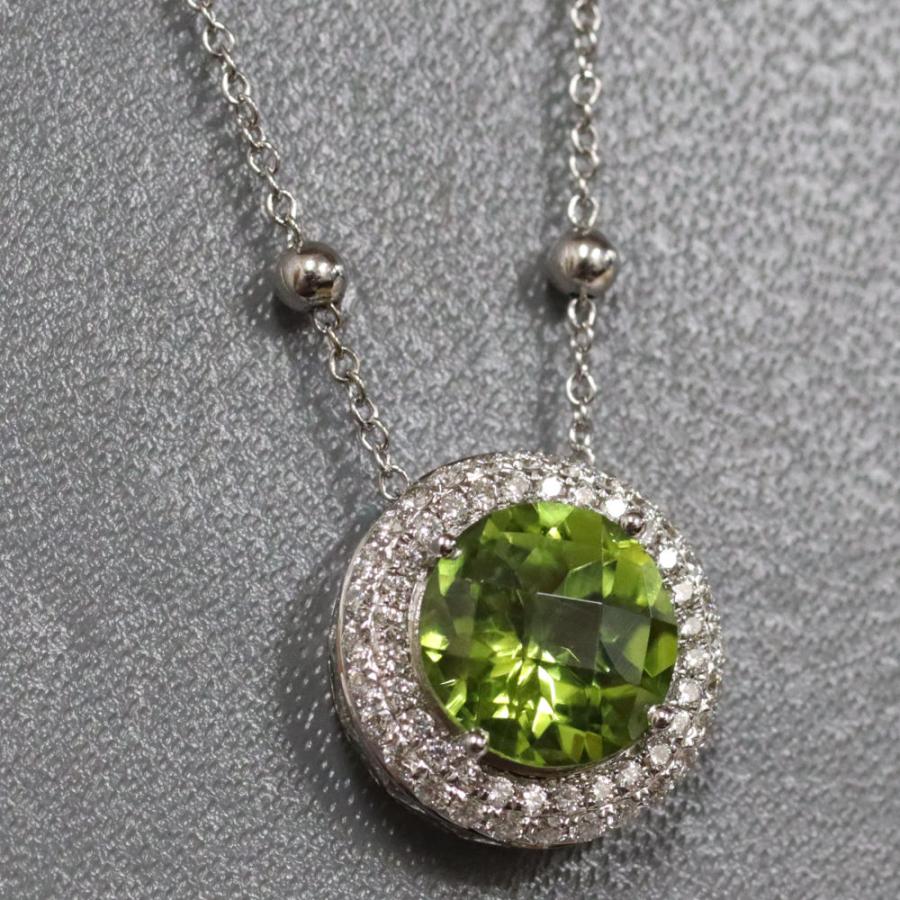 K18WGペリドットダイヤモンドネックレス Pe2.69 D0.35 4.7g : 鴫原質店  
