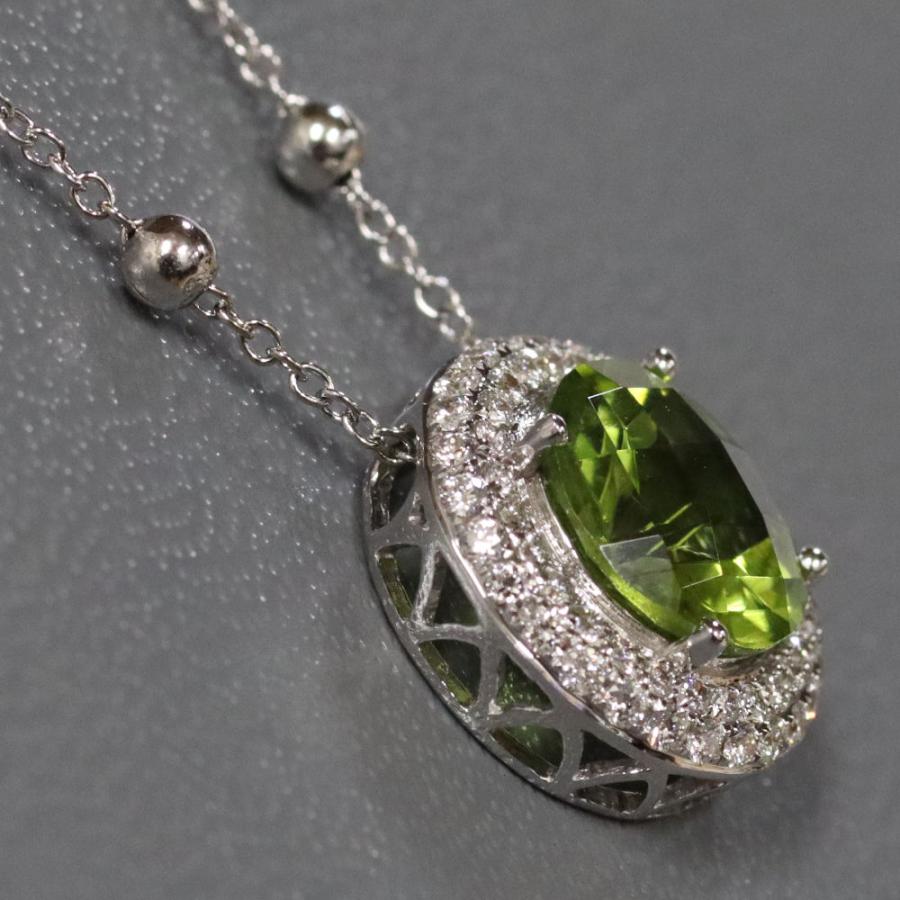 K18WGペリドットダイヤモンドネックレス Pe2.69 D0.35 4.7g : 鴫原質店  