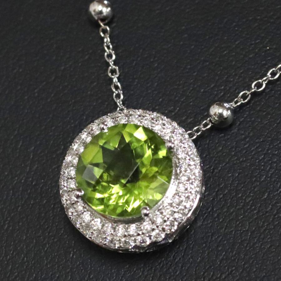 K18WGペリドットダイヤモンドネックレス Pe2.69 D0.35 4.7g : 鴫原質店  