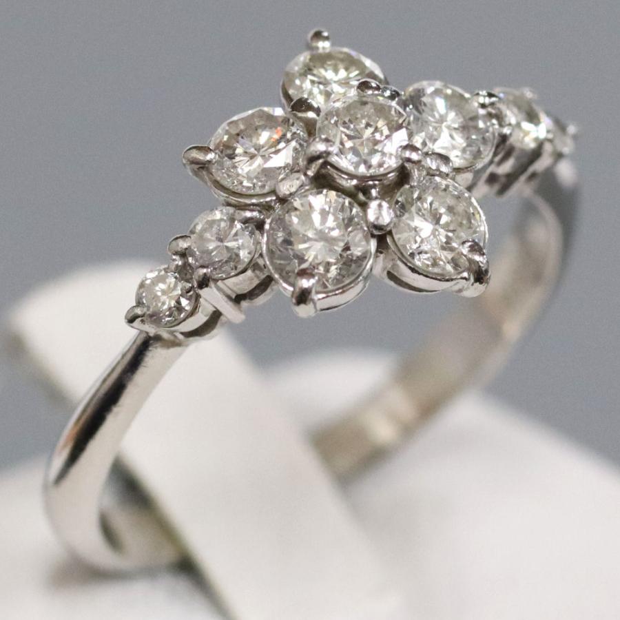 しばちゃん　天然ダイヤ1.00ct フラワーモチーフリング Pt900 Pt900ダイヤモンドリング フラワーモチーフ D1.00 4.0g #16 プラチナ 1