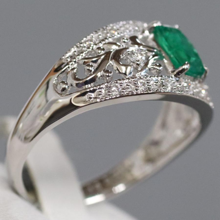 Pt900エメラルドダイヤモンドリング E0.61 D0.16 5.5g #18 : 鴫原質店  