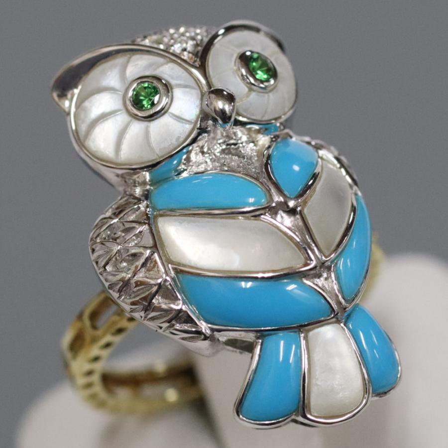 k18wg フクロウペンダントトップ