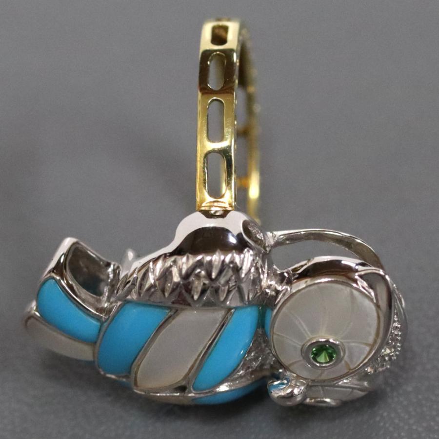 新品 K18WG 18金WG マルチカラー ペンダントトップ コランダム