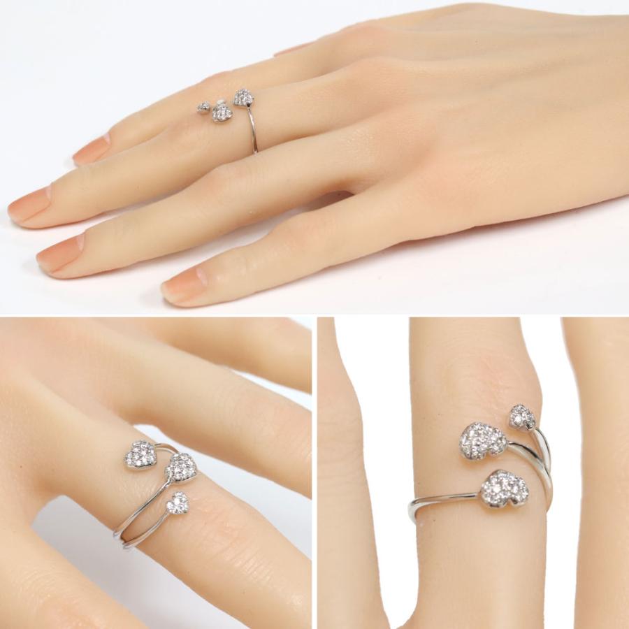 K18WGダイヤモンドリング ハートモチーフ D0.30 5.2g 可変式 ホワイト 
