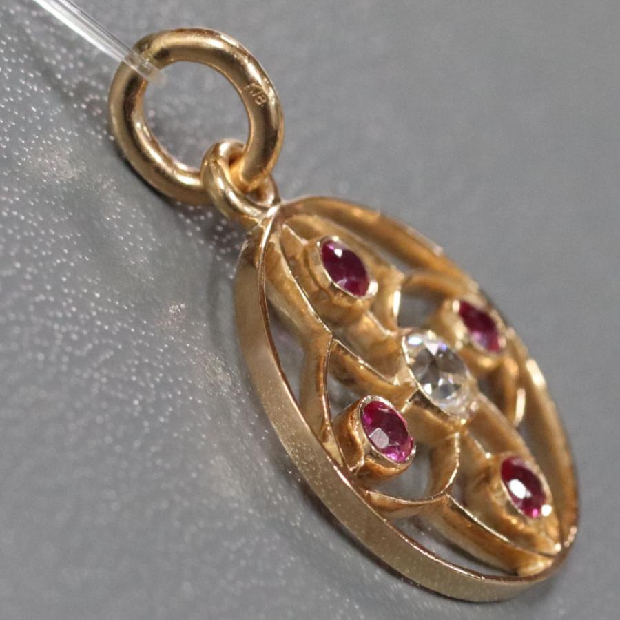 K18PGルビーダイヤモンドペンダントトップ D0.27 3.3g : 鴫原質店