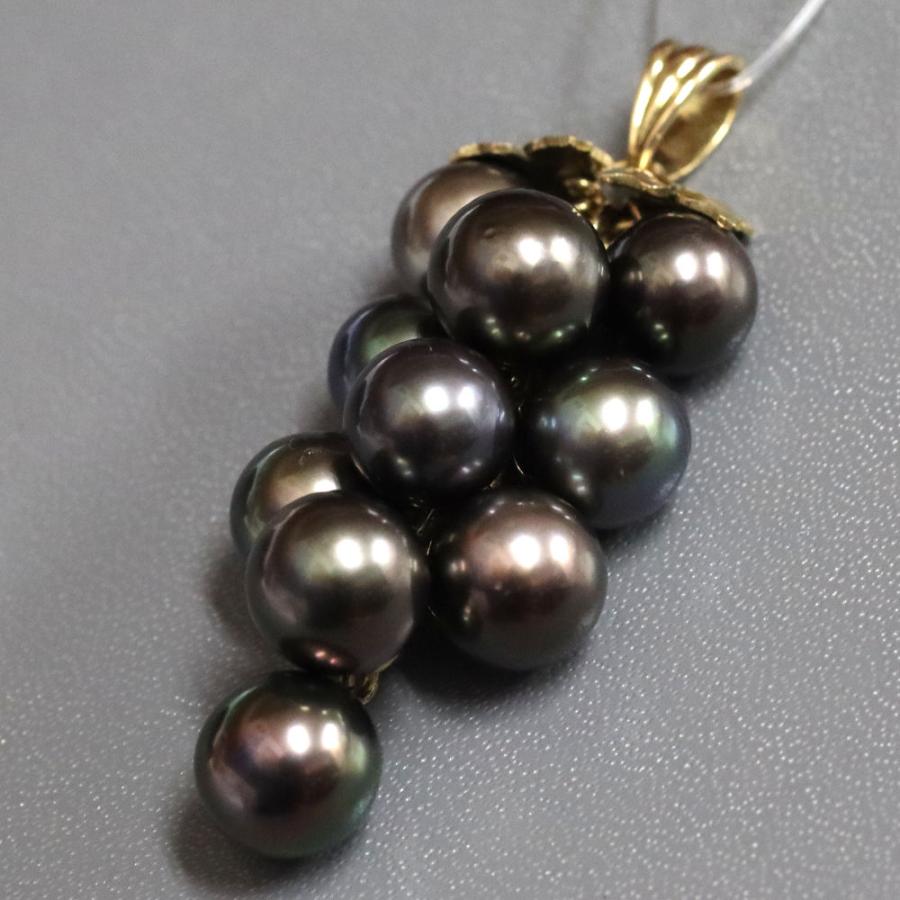 K18ブラックパールペンダントトップ 葡萄モチーフ 16.0g : 23103043  