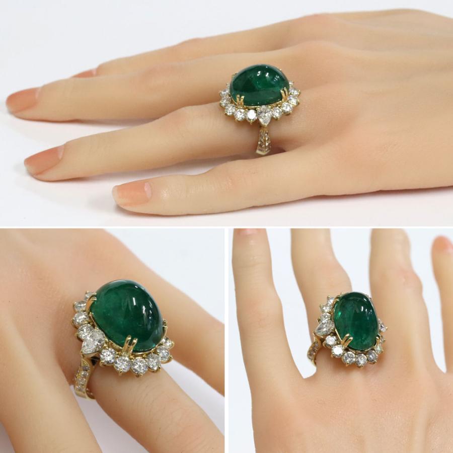k18エメラルド・ダイヤモンドリング K18エメラルドダイヤモンドリング E23.29 D4.60 20.9g #14 : 鴫原質店
