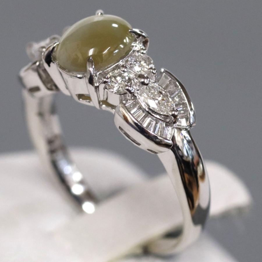 Pt900クリソベリルキャッツアイダイヤモンドリング CE1.015 D0.46 5.5g  