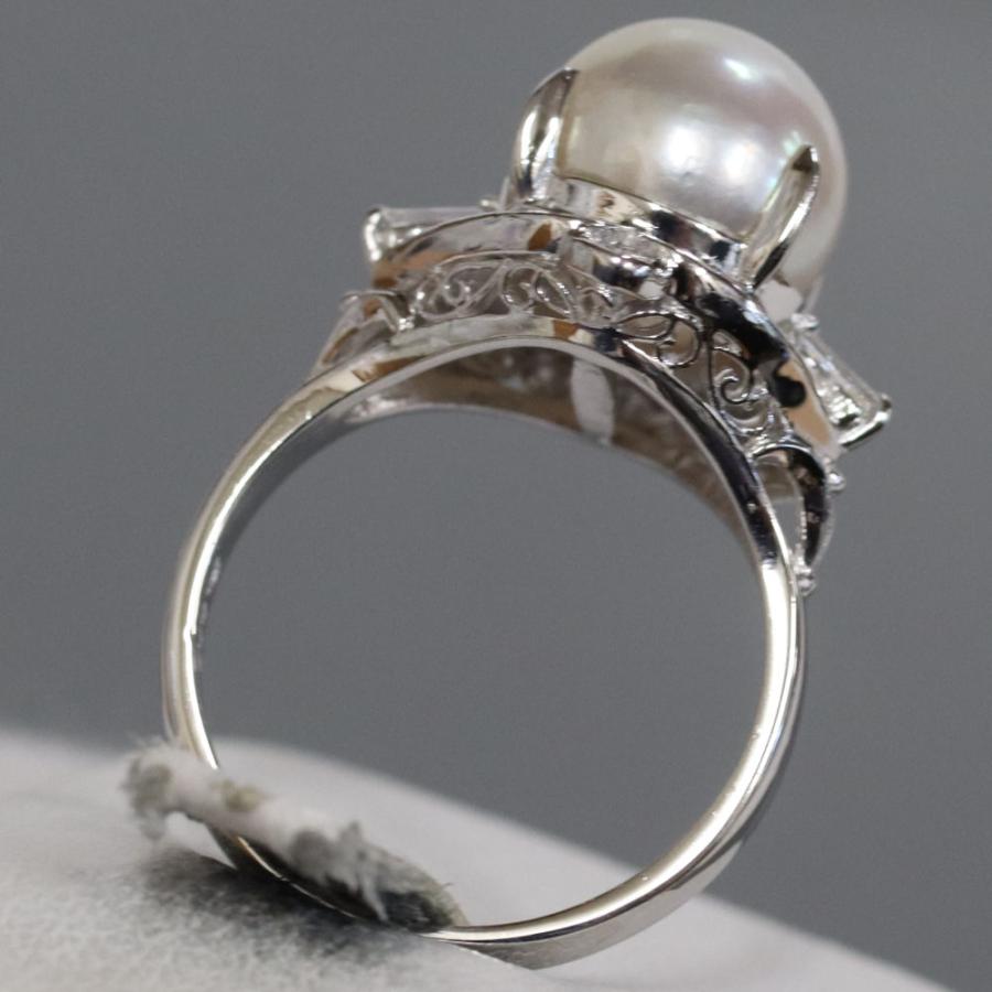 Pt900パールダイヤモンドリング D0.34 7.3g #12 プラチナ 真珠 : 鴫原