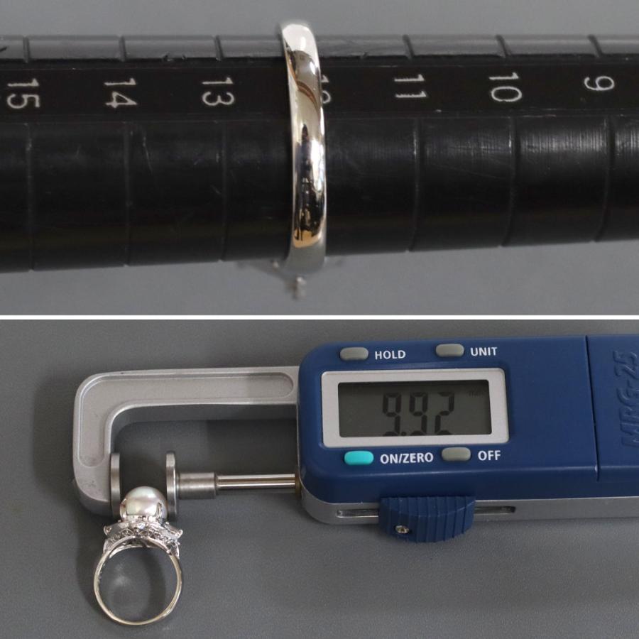 Pt900パールダイヤモンドリング D0.34 7.3g #12 プラチナ 真珠 : 鴫原