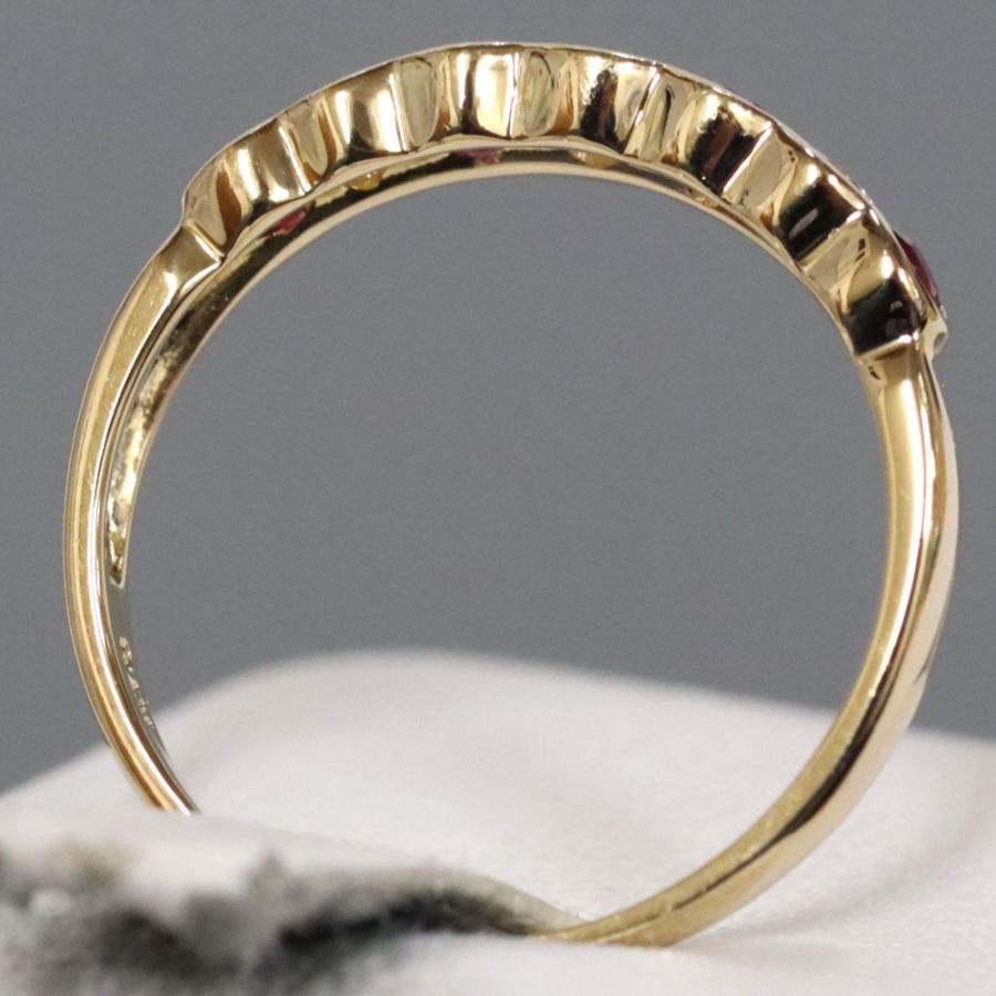 K18 ルビーダイヤモンドリングR0.24 D0.19ct 指輪