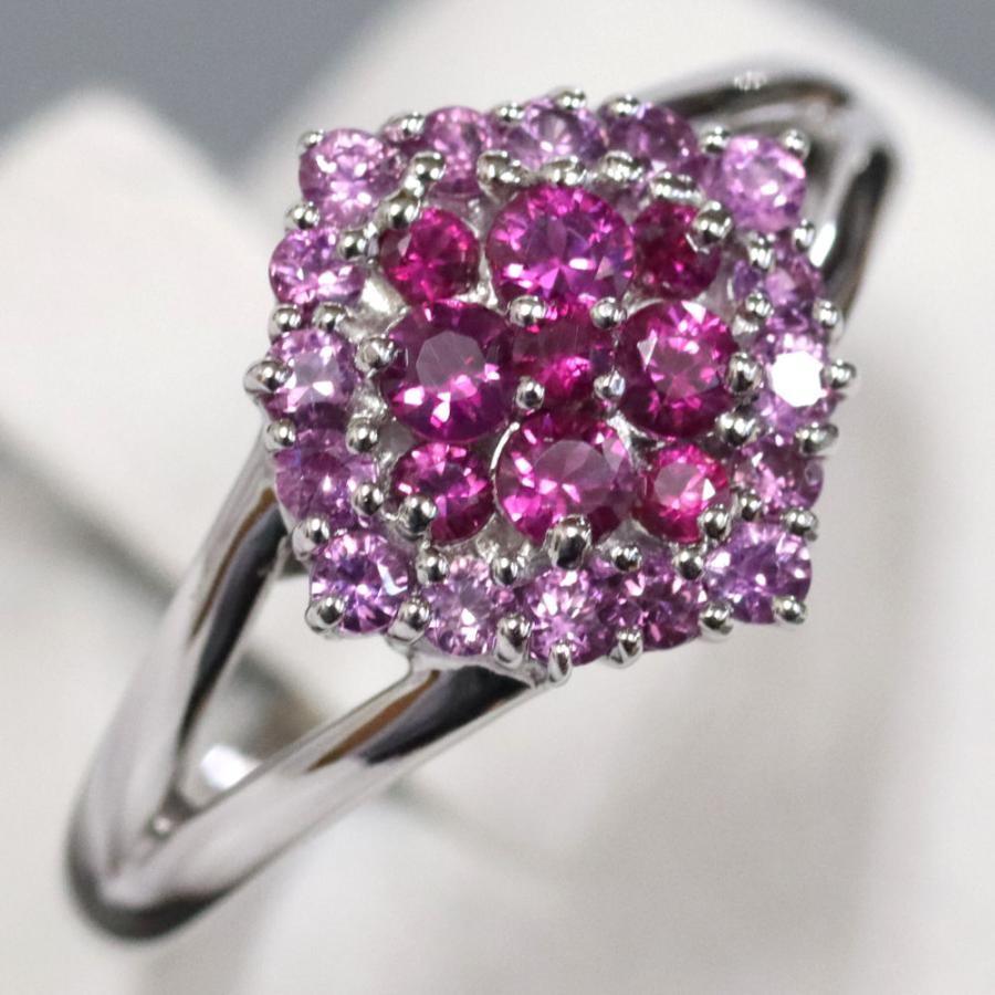 K18WGルビーピンクサファイアリング R0.36 S0.36 5.2g #15 : 鴫原質店