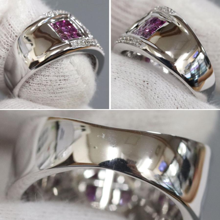 K18WGルビーピンクサファイアダイヤモンドリング R0.15 PS1.30 D0.20  