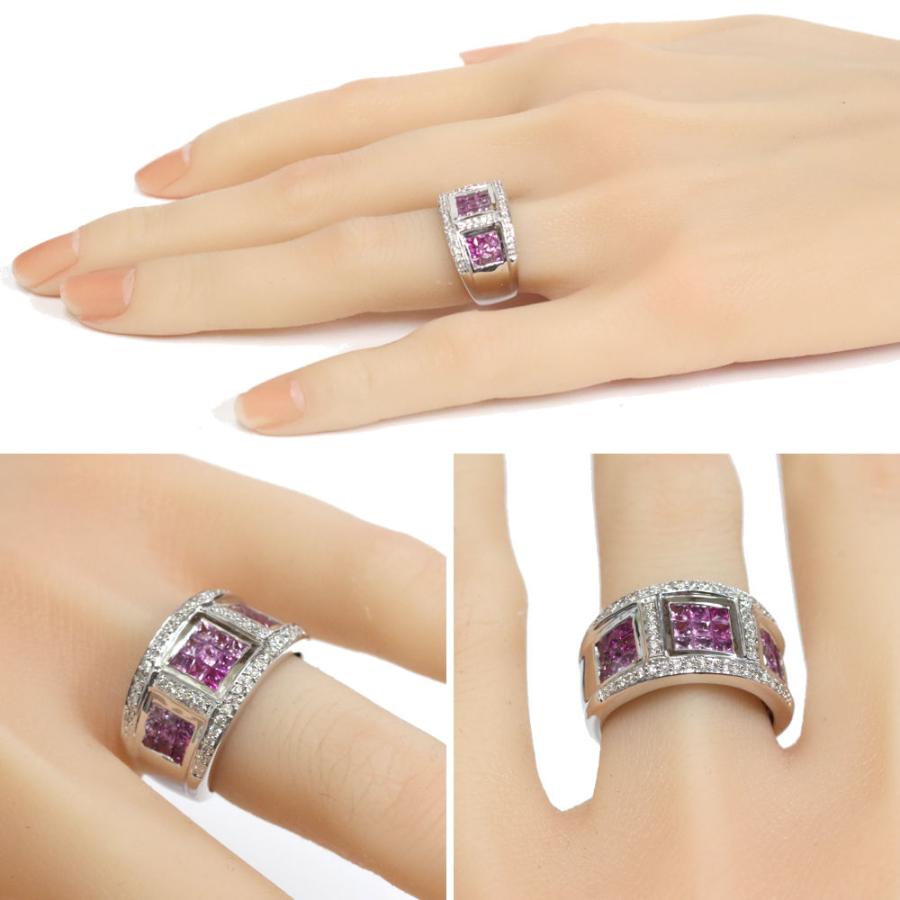 K18WGルビーピンクサファイアダイヤモンドリング R0.15 PS1.30 D0.20  