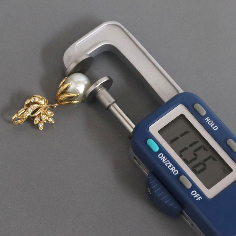 K18パールダイヤモンドペンダントトップ リーフモチーフ D0.11 7.0g