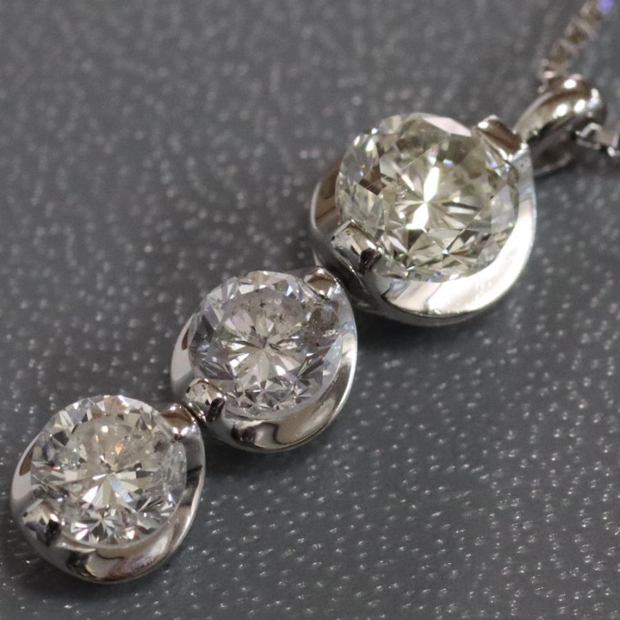 Pt900/850ダイヤモンドトリロジーネックレス D1.00 0.54 0.57 6.5g 