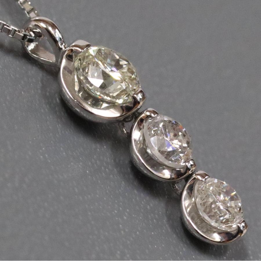 Pt900/850ダイヤモンドトリロジーネックレス D1.00 0.54 0.57 6.5g 