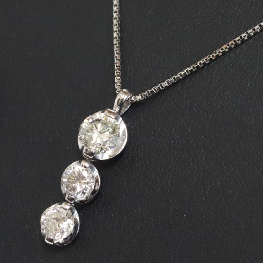 Pt900/850ダイヤモンドトリロジーネックレス D1.00 0.54 0.57 6.5g 