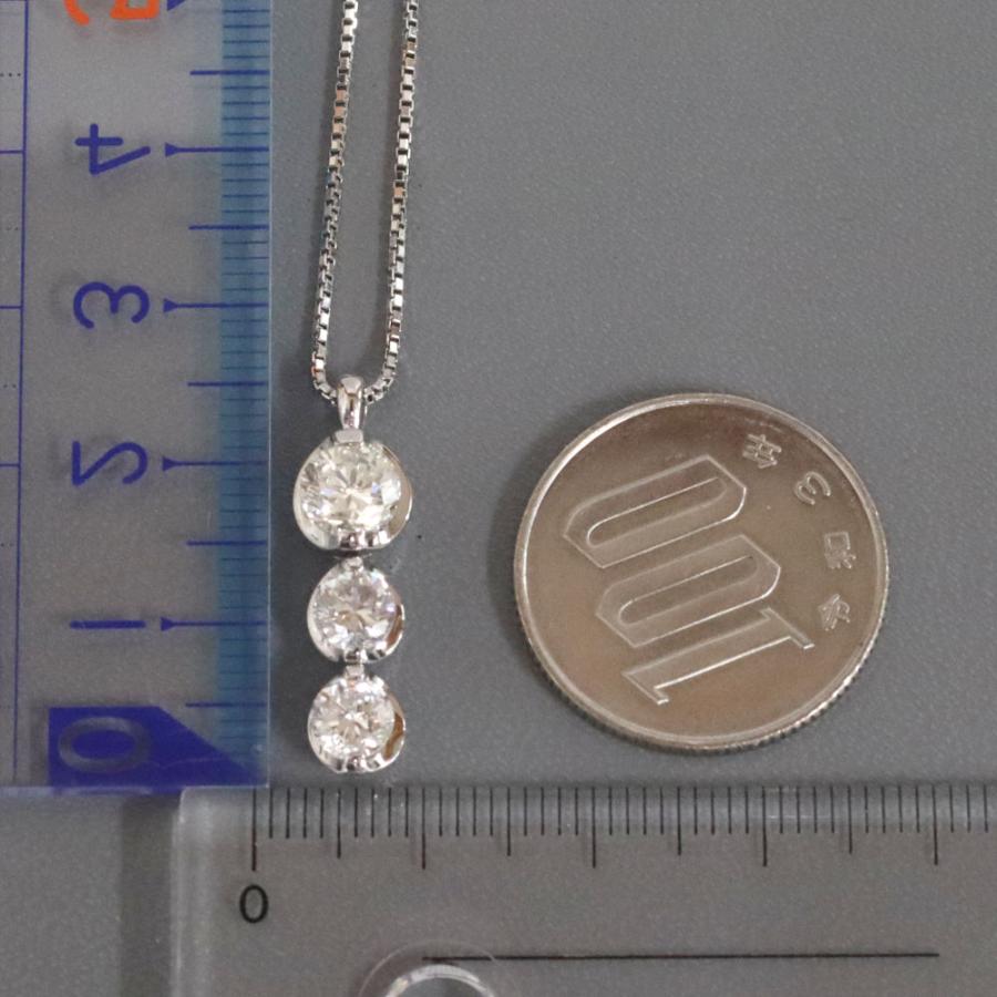 Pt900/850ダイヤモンドトリロジーネックレス D1.00 0.54 0.57 6.5g 