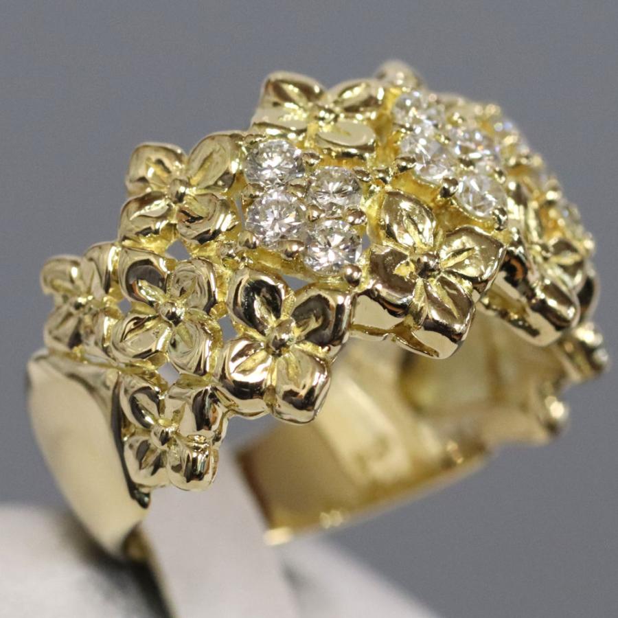 K18ダイヤモンドリング フラワーモチーフ D0.50 7.7g #12.5 : 鴫原質店