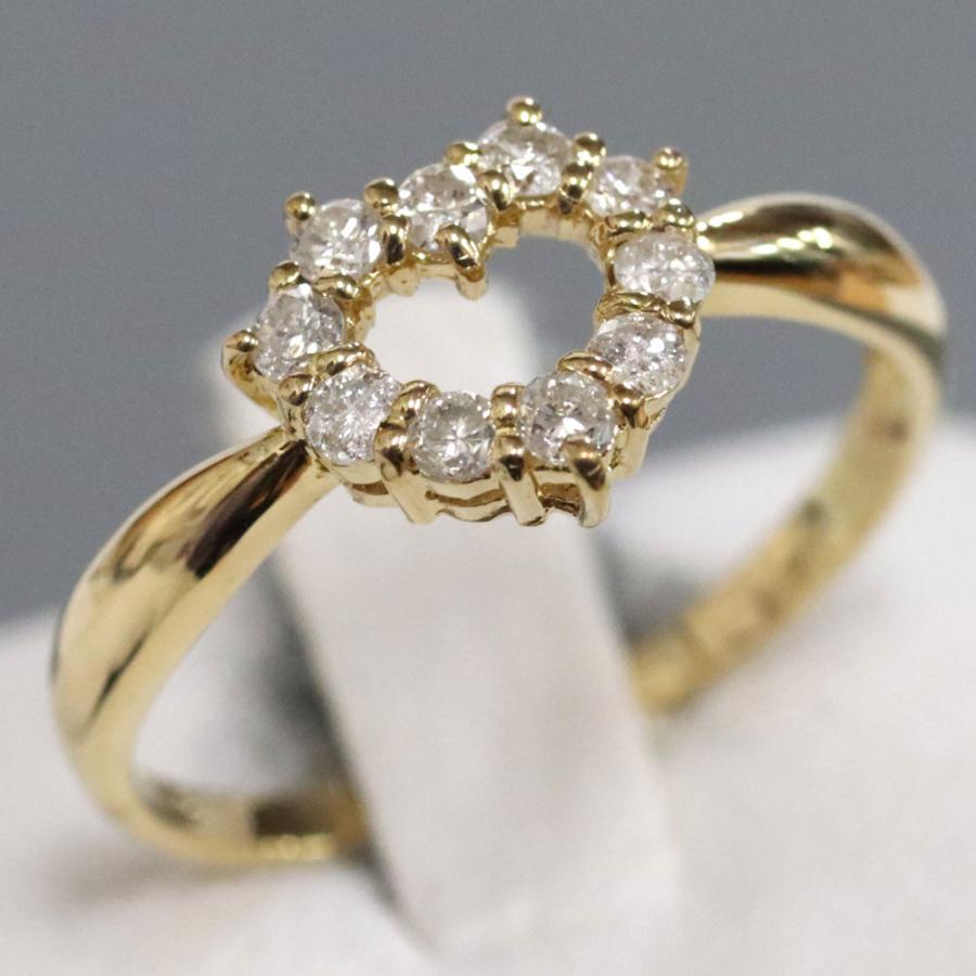 K18ダイヤモンドリング ハートモチーフ D0.30 1.9g #13 イエロー