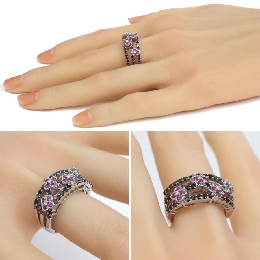 ブラックダイヤモンド/ピンクサファイヤ リング ブラックダイヤモンド/ピンクサファイヤ リング