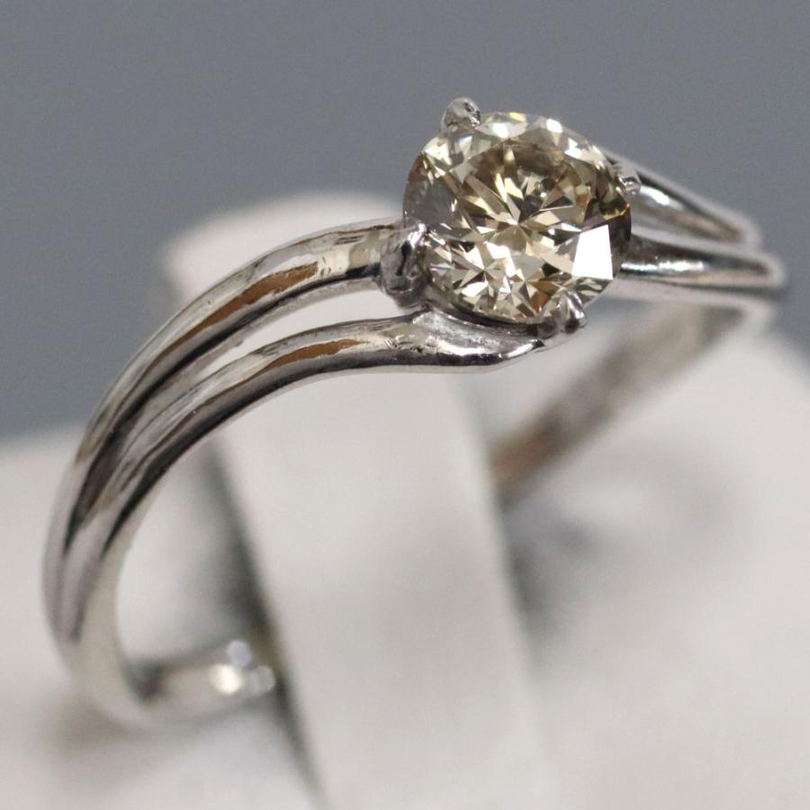 Pt900ブラウンダイヤモンドリング D0.593 2.6g #13 ラディアントカット