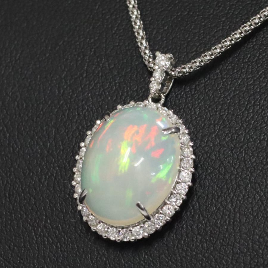 Pt900オパールダイヤモンドペンダントトップ O4.26 D0.38 3.7g : 鴫原