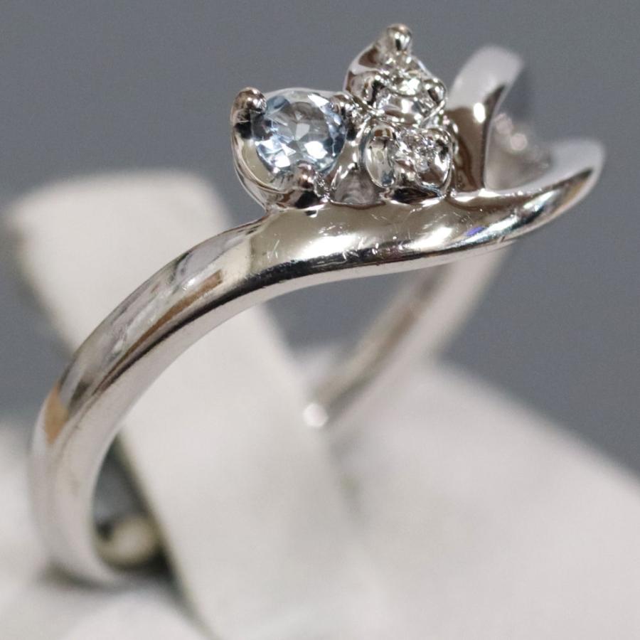 4℃ ヨンドシー K18WGアクアマリンダイヤモンドリング 3.3g #10 4℃ ヨンドシー K18WGアクアマリンダイヤモンドリング 3.3g #10