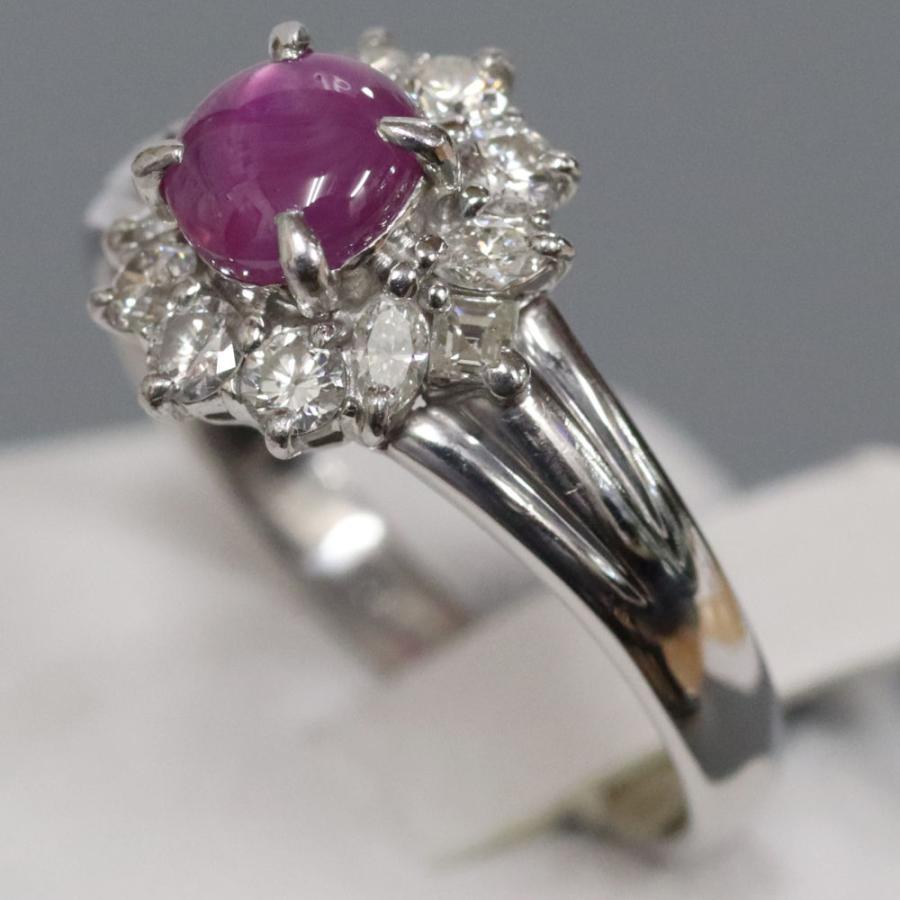 Pt900パープルスターサファイアダイヤモンド S1.47 D0.59 6.1g