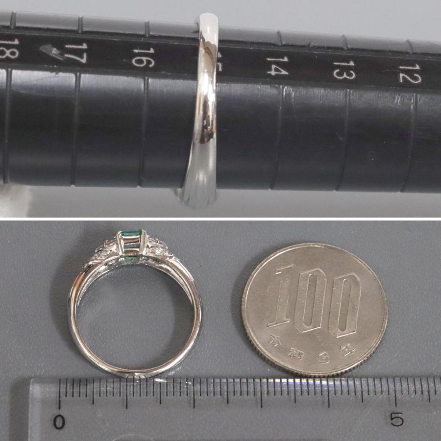 Pt850エメラルドダイヤモンドリング E0.32 D0.22 4.8g #15 : 鴫原質店  
