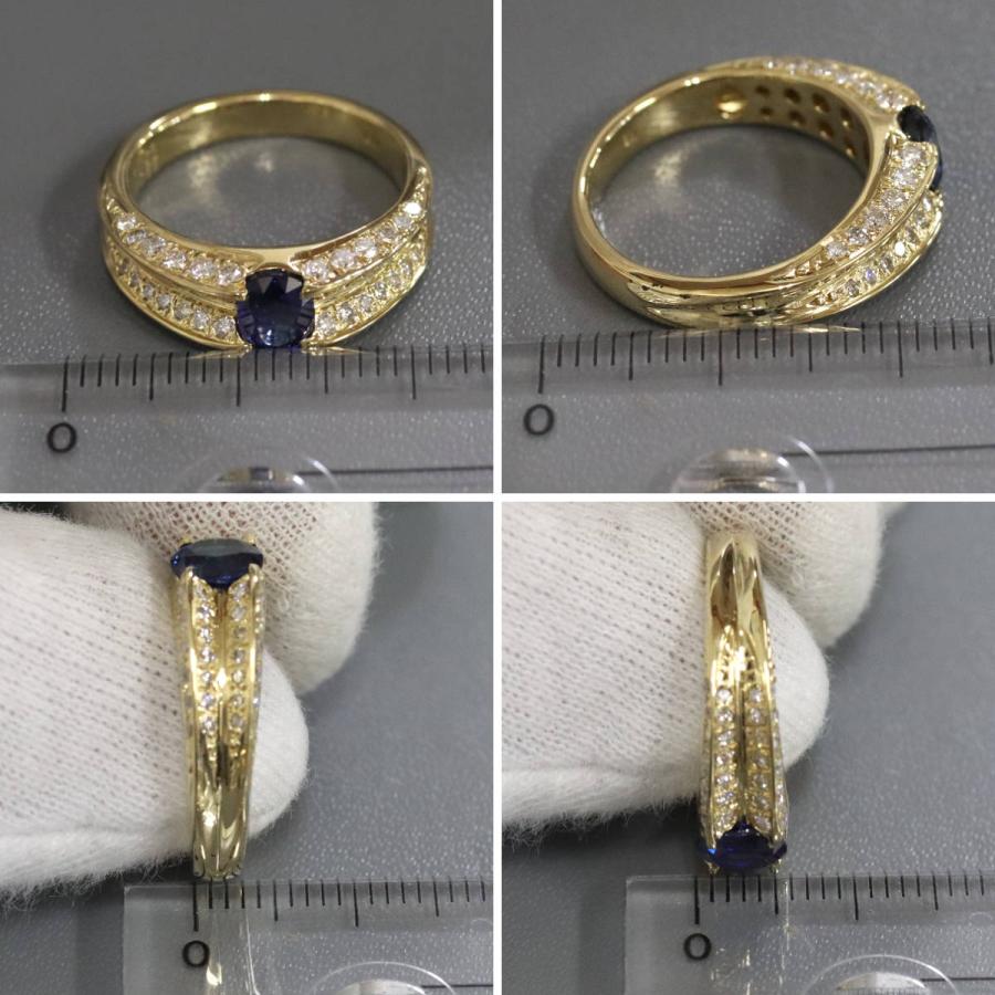 K18サファイアダイヤモンドリング S0.74 D0.55 5.2g #11 イエロー  