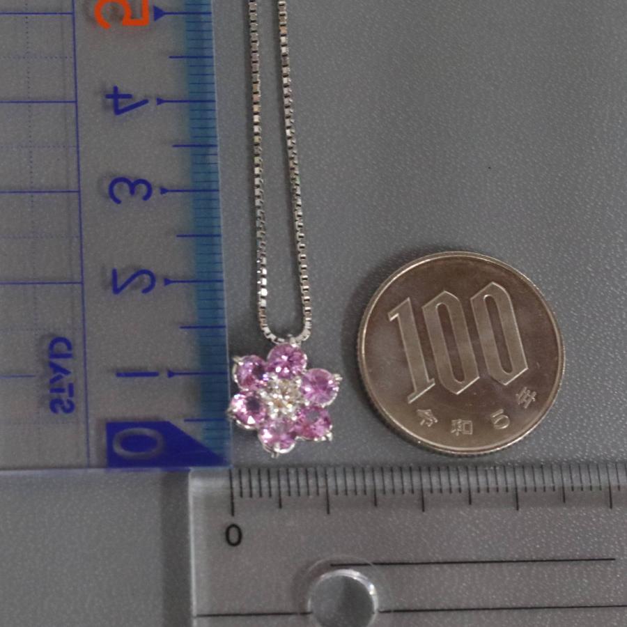 Pt900/850ピンクサファイアダイヤモンドネックレス フラワーモチーフ