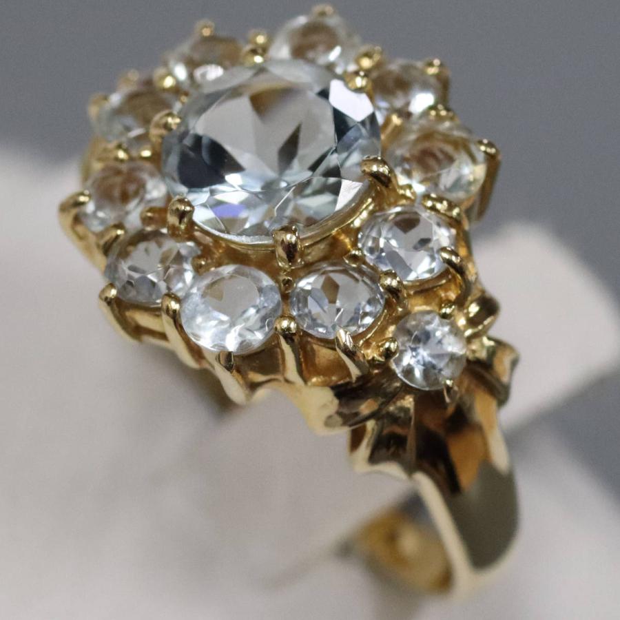 アクアマリン　K18リング K18アクアマリンリング 4.8g #11 イエローゴールド : 鴫原質店 - 通販