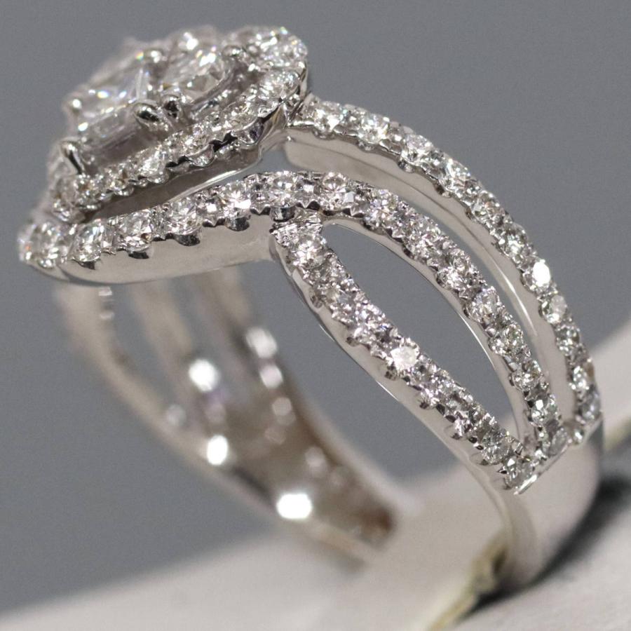 K18WGダイヤモンドリング ハートモチーフ D1.03 5.1g #8 ホワイト  