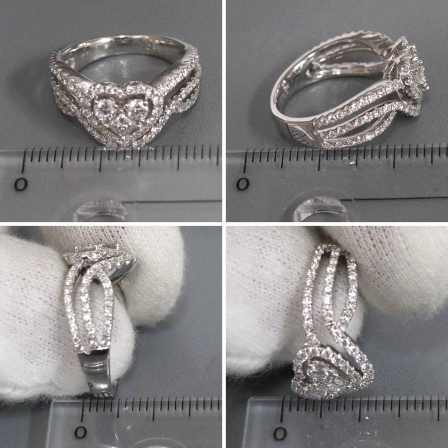 K18WG ダイヤモンド指輪 K18WGダイヤモンドリング ハートモチーフ D1.03 5.1g #8 ホワイト