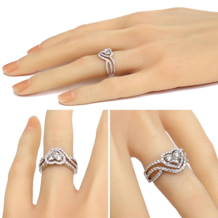 K18WGダイヤモンドリング ハートモチーフ D1.03 5.1g #8 ホワイト