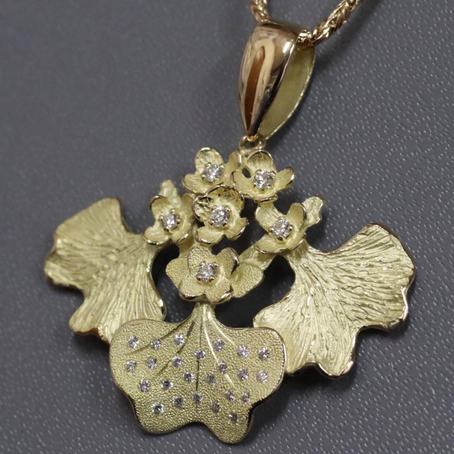 AKコレクション 750ダイヤモンドペンダント フラワーリーフモチーフ D0  