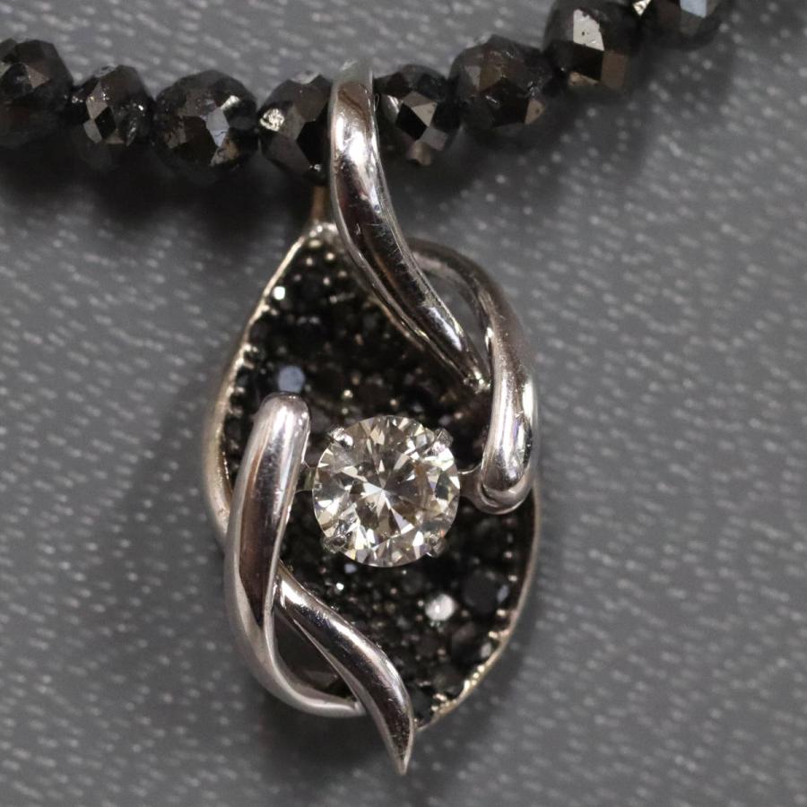 K18WGブラックダイヤモンド/ダイヤモンドペンダント BkD20.00 D0.40