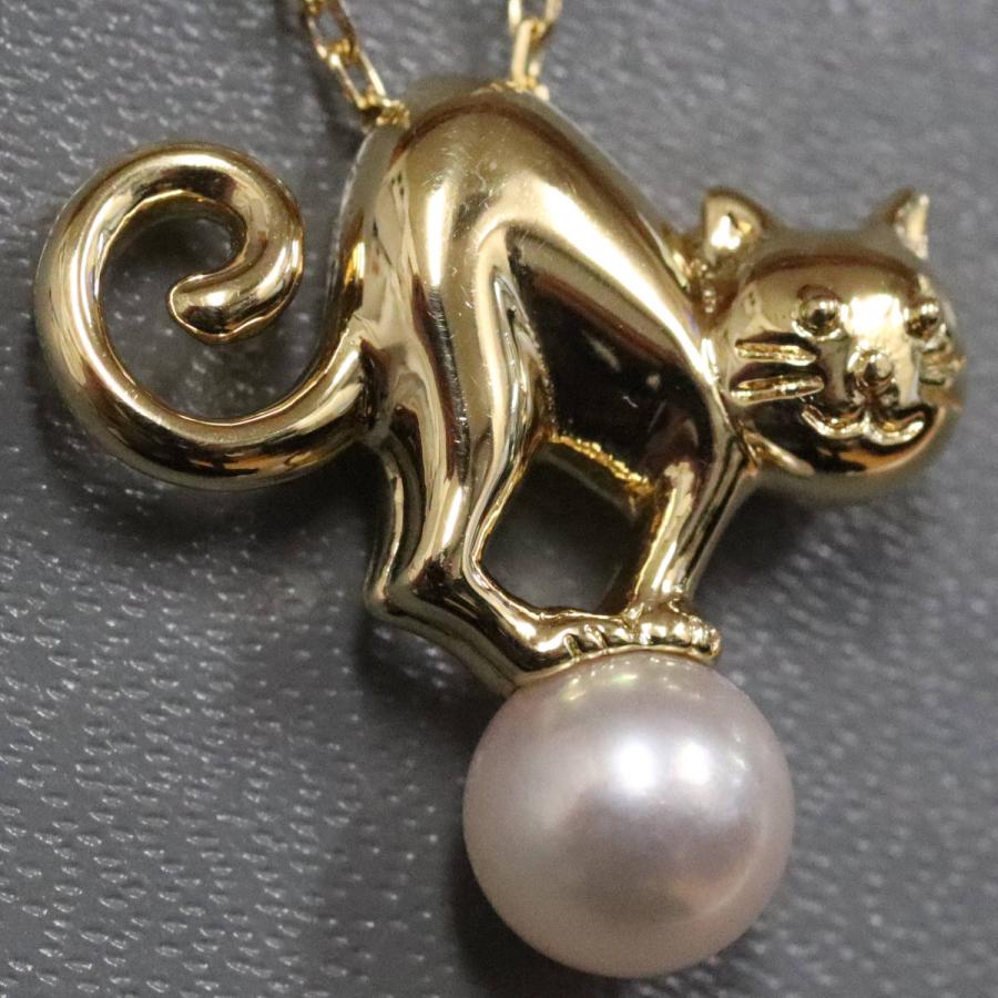 MIKIMOTO（ミキモト） K18パールネックレス 5.4g 猫 イエローゴールド