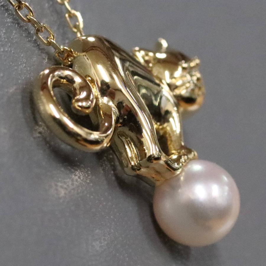 MIKIMOTO（ミキモト） K18パールネックレス 5.4g 猫 イエローゴールド
