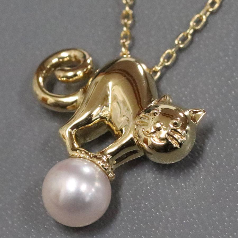 MIKIMOTO（ミキモト） K18パールネックレス 5.4g 猫 イエローゴールド