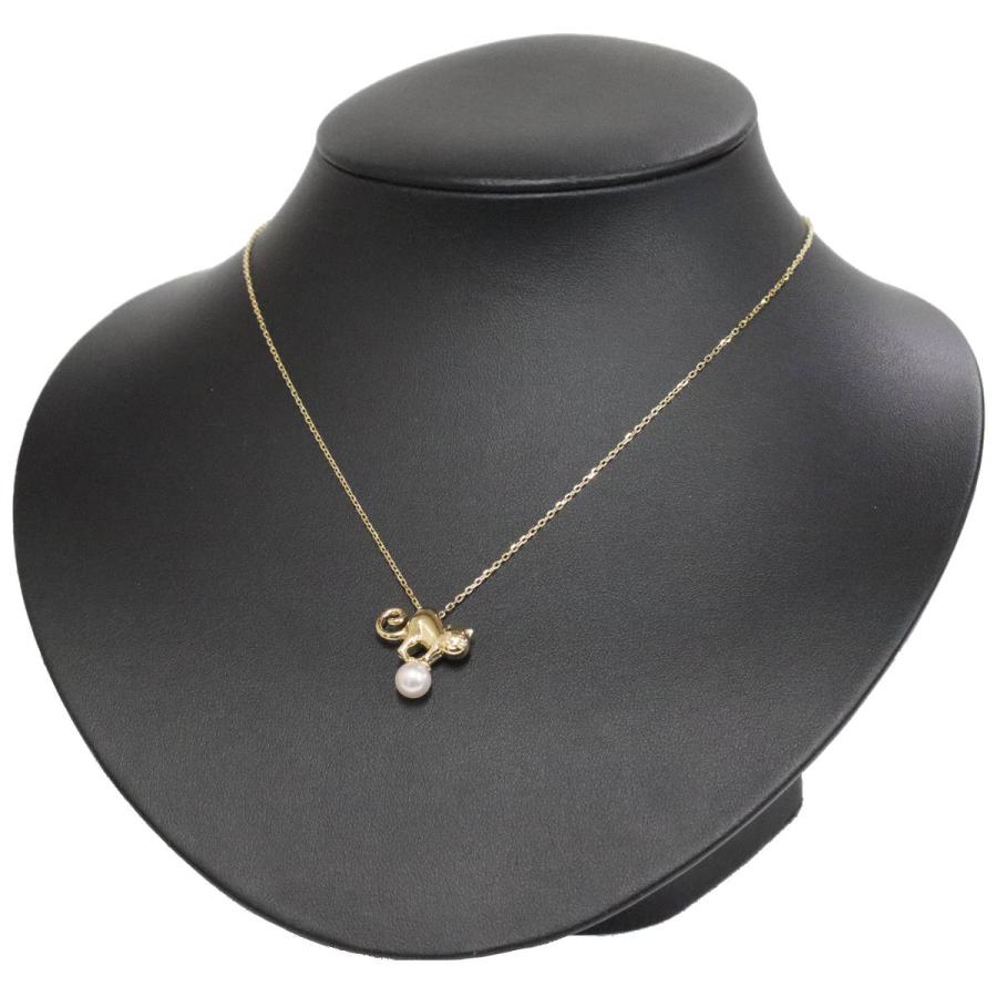 MIKIMOTO（ミキモト） K18パールネックレス 5.4g 猫 イエローゴールド