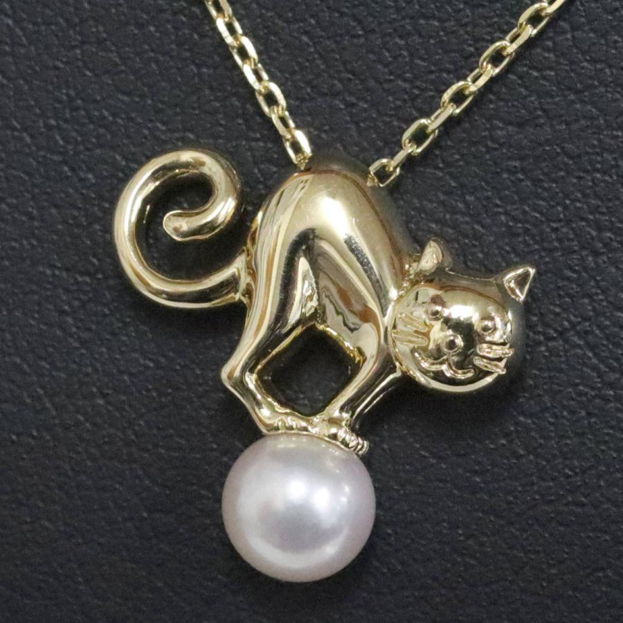 MIKIMOTO（ミキモト） K18パールネックレス 5.4g 猫 イエローゴールド 