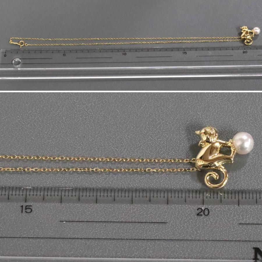 MIKIMOTO（ミキモト） K18パールネックレス 5.4g 猫 イエローゴールド