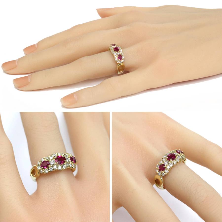 K18ルビーダイヤモンドリング R0.96 D0.77 7.7g #12.5 イエロー  