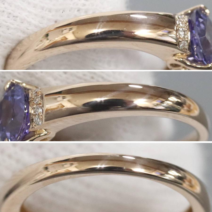 K18PGタンザナイトダイヤモンドリング TZ1.13 D0.06 4.0g #11 鑑別書  