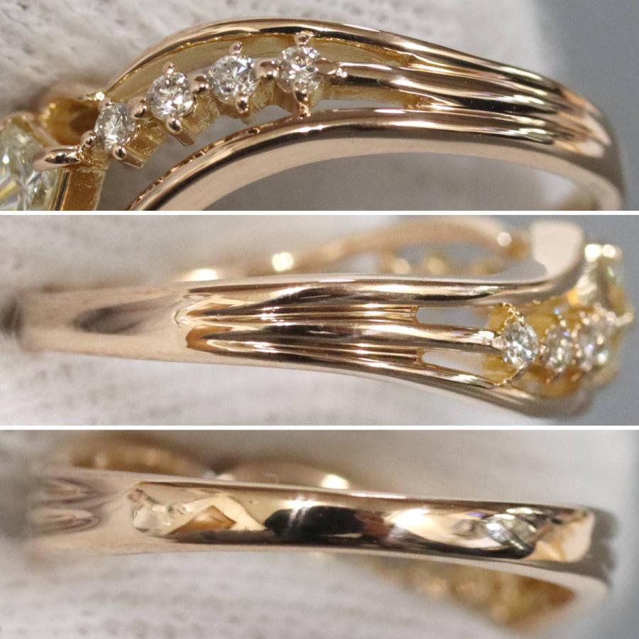 K18PGプリンセスカットダイヤモンドリング D0.30 3.0g #8.5 ピンク 