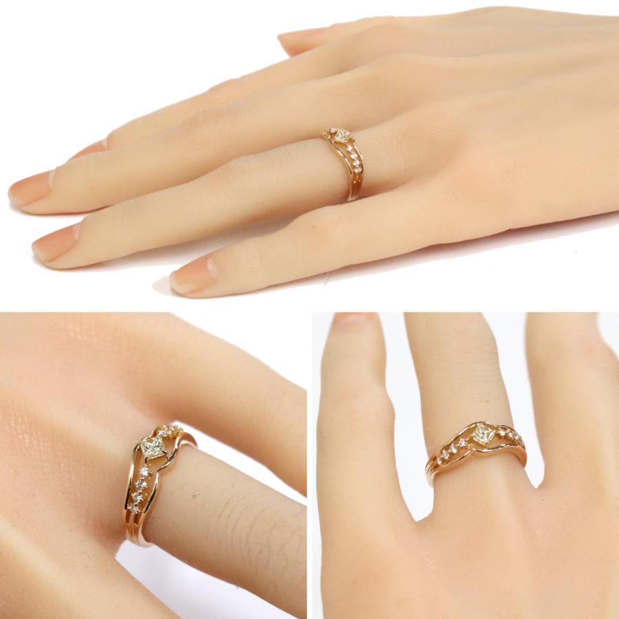 K18PGプリンセスカットダイヤモンドリング D0.30 3.0g #8.5 ピンク 